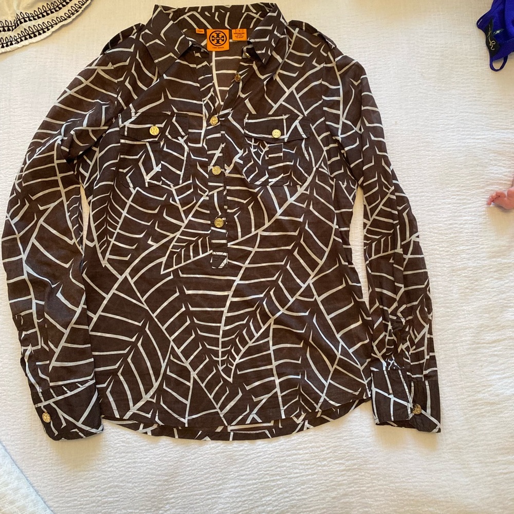 Tory Burch button down blouse with epaulettes